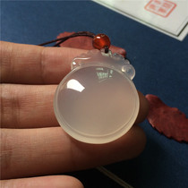 Natural chalcedony heart mirror pendant Literary retro wind evil spirits and safety necklace pendant men and women with the same