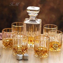 KM Eurostyle Sketching Whisky Wine Glasses Wine Bottles Suit Upscale Creative Home Crystal Glass Cups Foreign Wine Glass Gift-giving