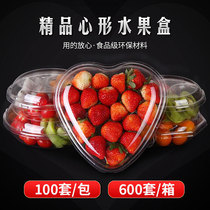 Hengnai one-time fruit box heart-shaped transparent plastic platter fresh fruit cut net red love strawberry packing box guarantee