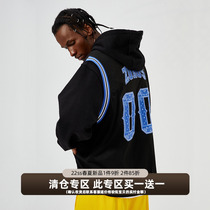 ZONOS 2021 new sets of hooded sweatshirt for mens fake two street basketball printed wave casual loose blouses