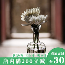 Glass vase Table top flower arrangement Tea mat flower arrangement Flower vase Transparent hydroponic vase Crane head flower into jade net bottle Guanyin bottle