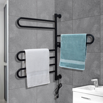 Stainless steel electric towel rack non-perforated toilet electric heating drying rack carbon fiber bath towel rack household