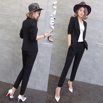 Suit suit female 2021 spring new leisure Korean fashion goddess Fan Xianthin half-sleeve suit two-piece suit