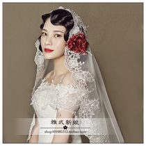 New travel shoot lace veil short bride wedding wedding veil Korean net red photo soft veil