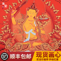 Trespass Hand painted Donka Nepal Tibet Red Tang Wenshu Bodhisattva Buddha Hall Decorative Paintings like Living Room Hanging Paintings