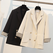 Blazer womens double-breasted spring and autumn little man 2021 new casual short design sense niche suit jacket