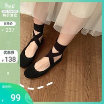 (Special clearance)qio cute~new light blowjob fork strap ballet flat shoes womens shoes