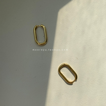 Japan-ROK 925 silver ins extremely simple wind geometric shaped personality earrings lukewarm retro fashion European and American wind ear spikes 100 hitch