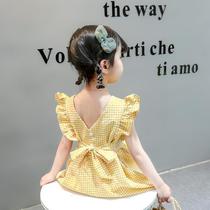 Girls Summer Dress 2022 New Style Han - style Yang Yang Girl Princess Childrens Network Red Dress tide