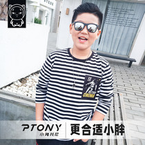 Pig Tony autumn boy clothes 8-12 years old 15 male children long sleeve t-shirt Fat childrens clothing boys fat increase