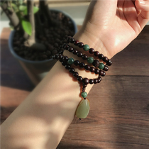 A thought of becoming a Buddha Rosewood 108 Buddha beads hand string to ward off evil and transfer Hetian jade with the shape of the bracelet