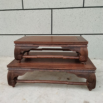 Qin book couple chicken wing Wood small Kang a few mahogany base stone stone vase flower pot solid wood rectangular ornaments base