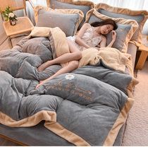 Bed Thickened Milk Suede Winter Coral Suede Flannel Four Pieces Double Sided Baby Suede Warm Bed Bamboo Hat