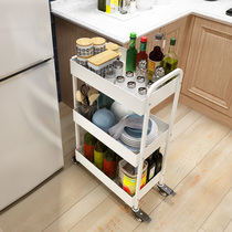 Movable trolley Living room kitchen floor shelf Seasoning rack Multi-functional household storage shelf