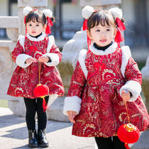 Girl Hanfu Dress Dress Winter Clothing Children Thickened New Year Dress Princess Dresses Baby Dress Baby Year Old Dress