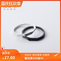 Love Rocky S925 silver ring female Japanese style simple drawing geometric cut open girlfriends cute single ring