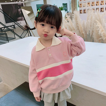 Baby striped sweatshirt childrens loose shirt girl foreign style jacket childrens clothing long sleeve Korean 2021 Autumn New