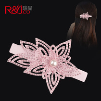 Korean Rhinestone banana clip hairclip back head headwear Korean version of vertical hair card full drill large ponytail clip headdress