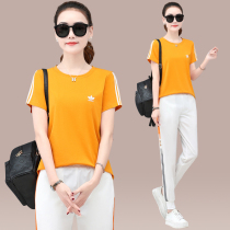 BBQ recreational suit women 2022 new Korean version fashion loose-collar short-sleeved shorts two sets