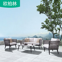 Nordic Balcony Patio Minima Casual Rattan Sofa Furniture Outdoor Open-air Hotel Restaurant Vines Sofa and chairs