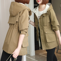 Trench coat womens long small man coat 2021 Spring and Autumn New loose size hooded casual khaki coat