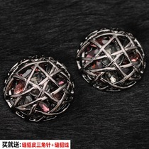 New A diamond mink fur cashmere coat Cuff chain Cufflinks Fur clothing jewelry accessories Birds nest decorative buckle 34mm