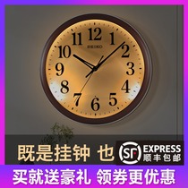 Seiko Wall Clock Modern Simple Home Clock Decoration Bedroom Creative Round Silent Clock Living Room Hanging Electronic Clock