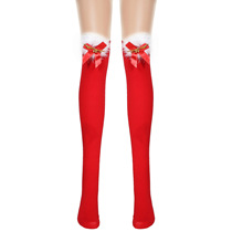 Thickened Christmas sex uniform long barrel bow Christmas stockings womens stockings to thighs root Christmas suit bottom socks