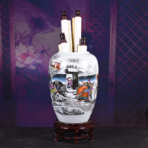 Jingdezhen ceramic calligraphy and painting cylinder scroll cylinder umbrella barrel quiver barrel floor vase living room