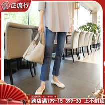 Pregnant womens pants Spring and Autumn wear Net red leggings thin underbelly micro-Bell pants wool jeans nine-point short man