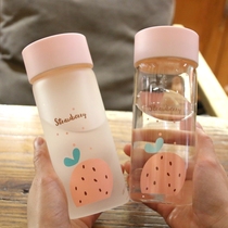 Creative water bottle Korean glass portable cup Female student fresh cute simple Korean version Portable water cup
