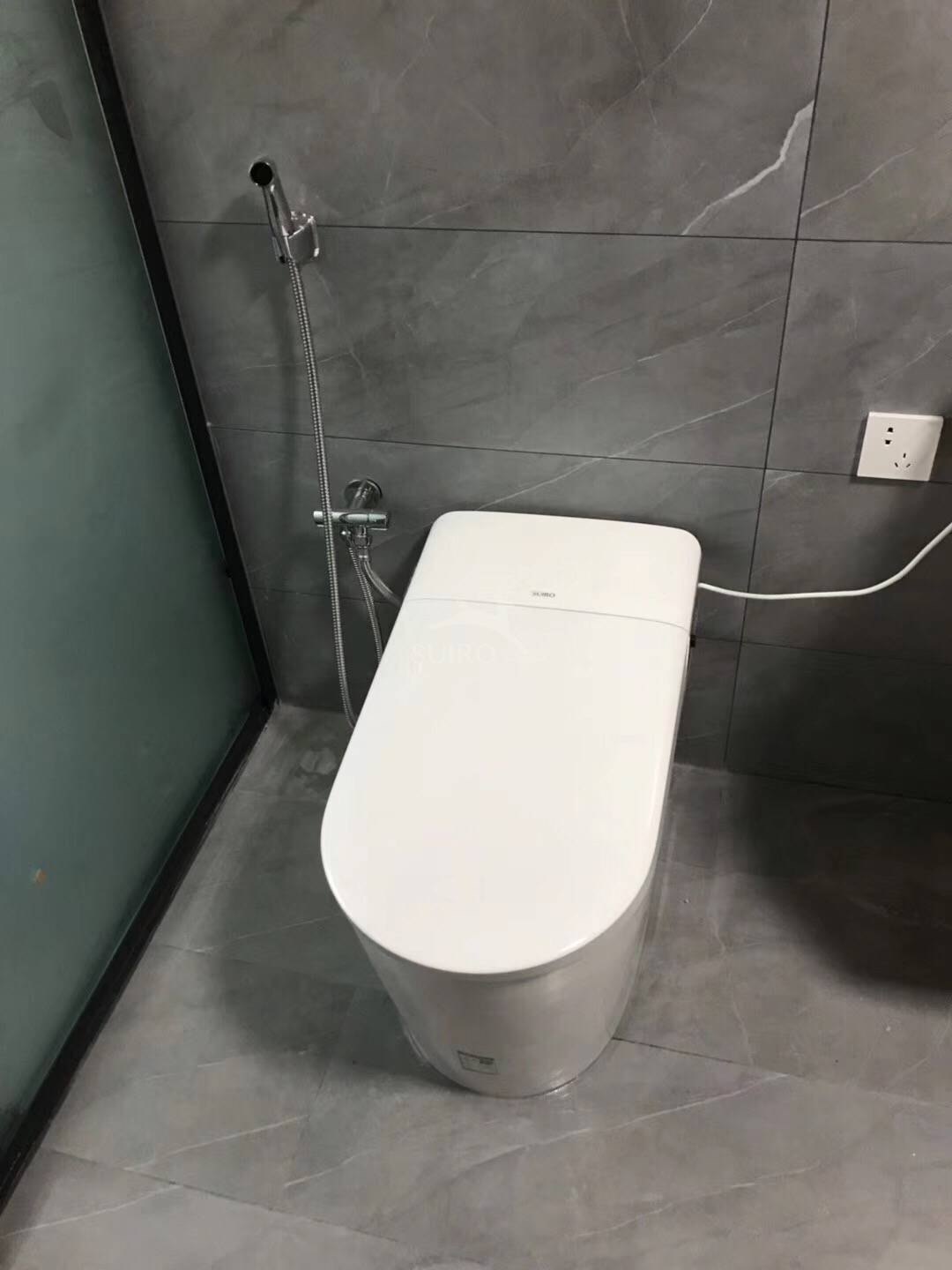 水鹿智能马桶纯平一体设计,颜值爆表,u型坐圈坐起来很舒服,冲水也给力