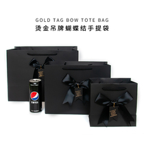 Black high-end mens gift portable gift bag shopping paper bag Birthday gift packaging bag ins wind female large small