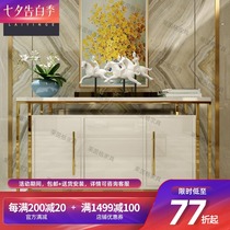 Postmodern dining side cabinet Stainless steel simple roasted black white tea cabinet Light luxury neoclassical restaurant model room furniture