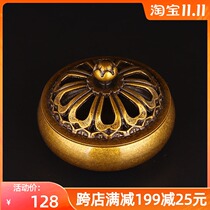 Clearance Buddhist supplies antique Lotus pure copper pan incense burner incense stove home Buddha Hall living room sandalwood stove ornaments