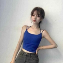Slim womens summer suspender halter cross-bottomed outside wear Korean version of the beautiful back small vest with chest pad short top