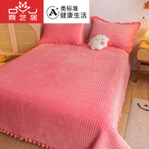 Winter sheets single-piece plush thickened milk velvet crystal velvet flange coral velvet quilt cover three-piece non-slip