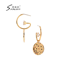 sumni 18K gold 925 silver multicolored artificial zircon earrings personality simple temperament girl drop earrings
