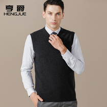 Pure wool vest mens V-neck sleeveless sweater pullover knitwear mens warm hair waistcoat autumn trend