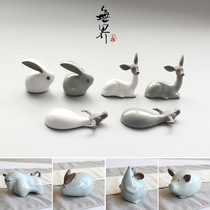 Ruyao Purple sand calf rabbit Deer tea pet boutique ornaments Tea play handmade Brother Kiln fleshy ornaments