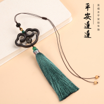Creative black sandalwood safety lock Car Rearview Mirror security safety safety charm pendant pendant high-end men and women car hanging accessories