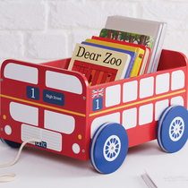 Childrens toy storage car early education Walker wooden hand cart cartoon trumpet desktop storage Bookbox economy