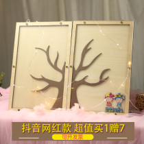 Personality wedding wedding signature board book fingerprint tree sign-in Taiwan birthday annual meeting props love wood chip creativity