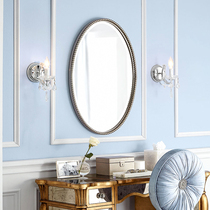 Simple Oval decorative mirror European-style porch mirror living room hanging mirror bathroom vanity table cosmetic mirror wall decoration dining side mirror