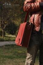 One-shoulder multi-purpose backpack can be equipped with pipe tablet iPad leather first layer cowhide handmade