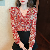 Spring v - collar Flower Lady Shirt Shirt Spring Clothing 2023 New Womens Shirt Lady Gas Sweater