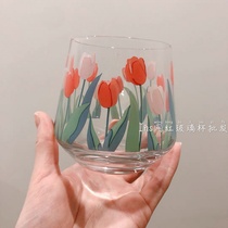 ins Net red Hanfeng tulip glass water Cup retro Cup Coffee Cup heat-resistant milk breakfast cup afternoon tea cup