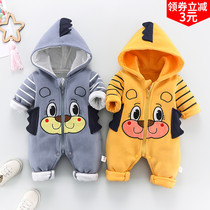 Baby one-piece clothes Male baby 0 spring and Autumn clothes 3 pajamas 6 months 1 jacket outerwear Newborn climbing clothes Harem