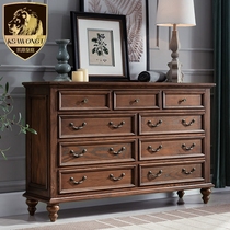 Nine-bucket cabinet large-capacity American nine-bucket bedroom storage cabinet full solid wood simple post-modern living room locker spot