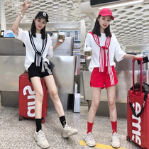 European Sports Leisure set womens summer 2021 new fashion foreign style short sleeve shorts two-piece European tide